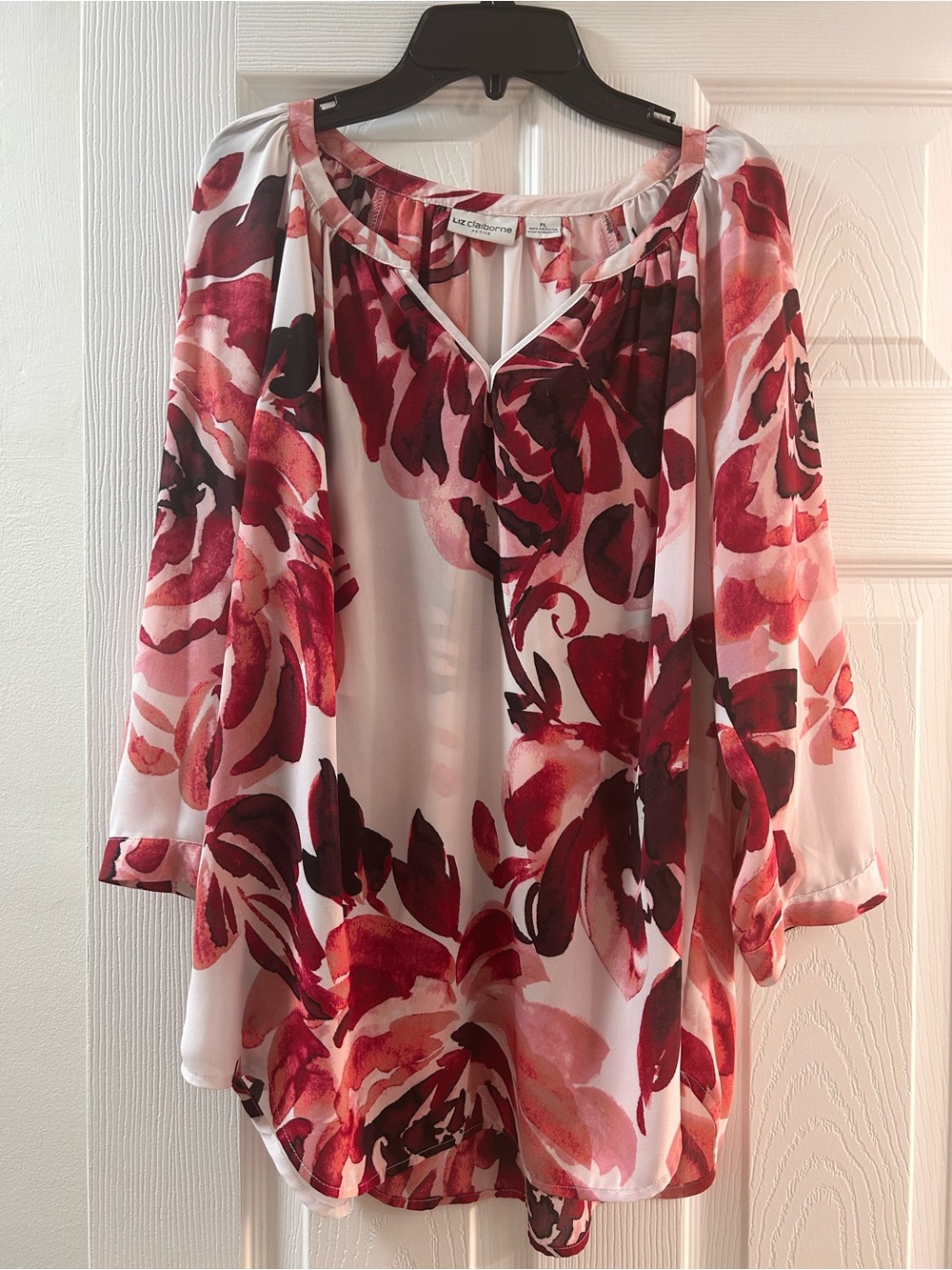 Liz Claiborne Floral Semi Sheer Women's Blouse Size Petite L